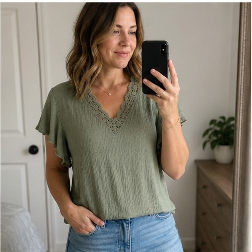 Sage Button Blouse - Picture 2 of 6